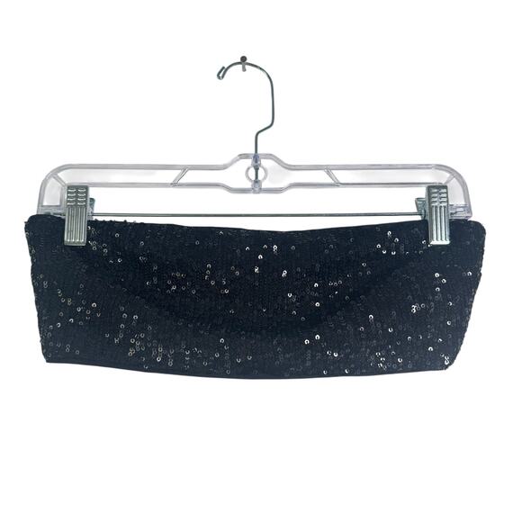 Camila Coelho Calvin Matching Set Strapless Crop Top & Pants Sequin Black Small - Picture 3 of 15